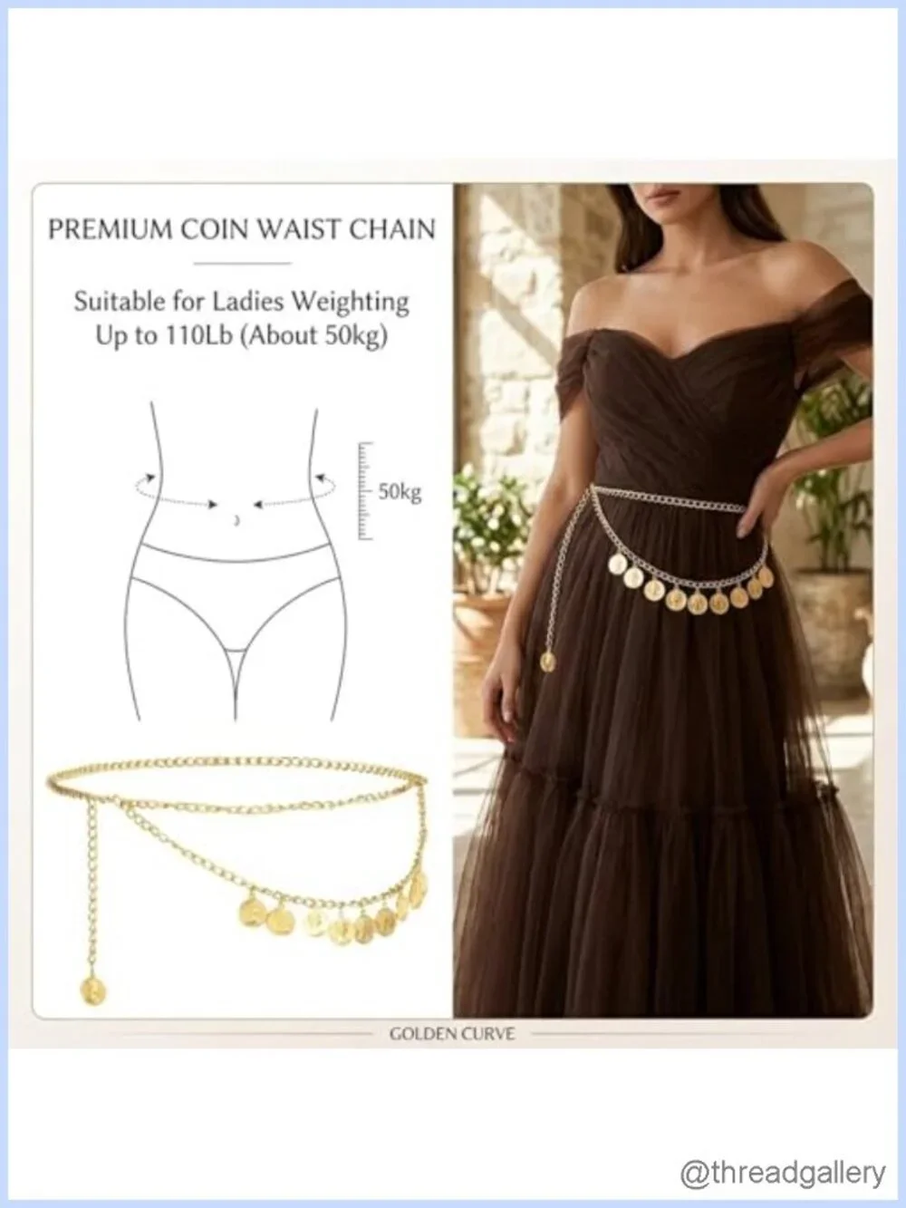 Adjustable Gold Coin Chain Belt Pirate Waist Chain Alloy Body Jewelry for Women